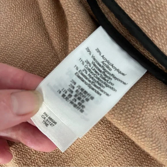 Vintage 90s DKNY Donna Karan Made In Italy Linen Blend Zip Jacket Beige Medium - Picture 10 of 10